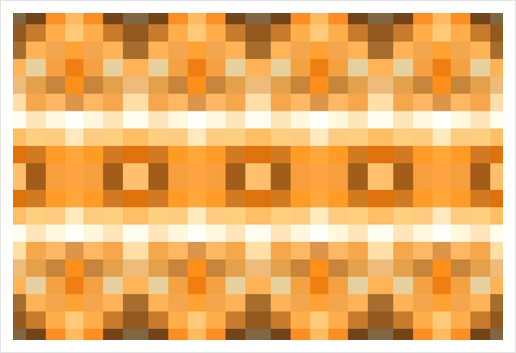 geometric symmetry pixel square pattern abstract background in brown Art Print by Timmy333