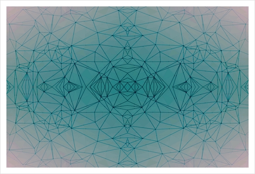 fractal graphic design geometric symmetry line pattern abstract background in blue Art Print by Timmy333