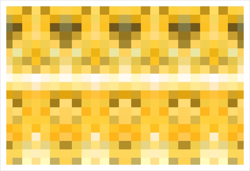 geometric symmetry pixel square pattern abstract background in yellow brown Art Print by Timmy333