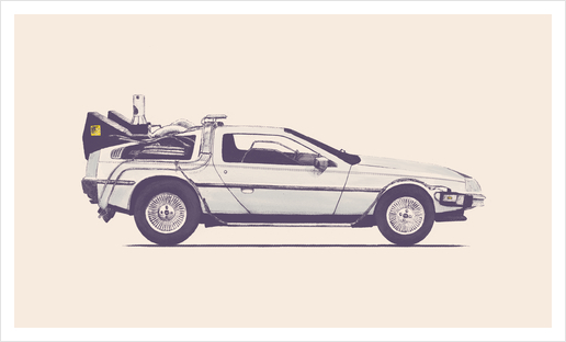 Famous Car - Delorean Art Print by Florent Bodart - Speakerine