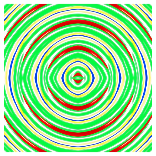 green red yellow and blue circle line drawing abstract background Art Print by Timmy333