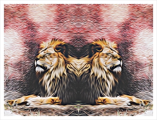 lions sleeping with red background Art Print by Timmy333