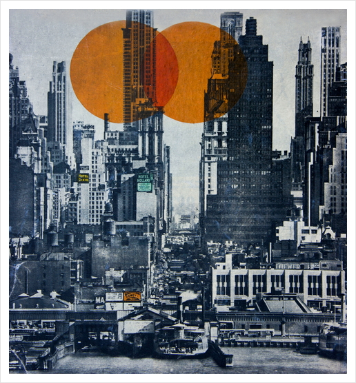 NEW YORK SKYLINE 1948 Art Print by db Waterman