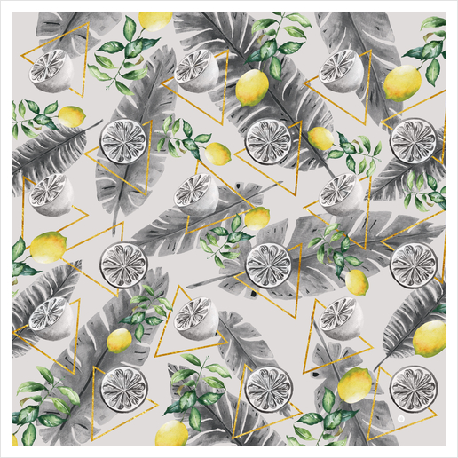 Pattern triangles with lemons Art Print by mmartabc