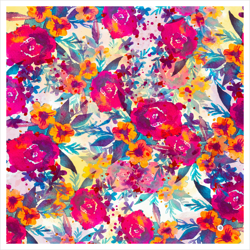 Watercolor flowers and plants I Art Print by mmartabc