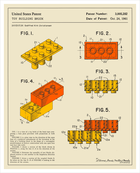 BUILDING BRICKS PATENT Art Print by Jazzberry Blue