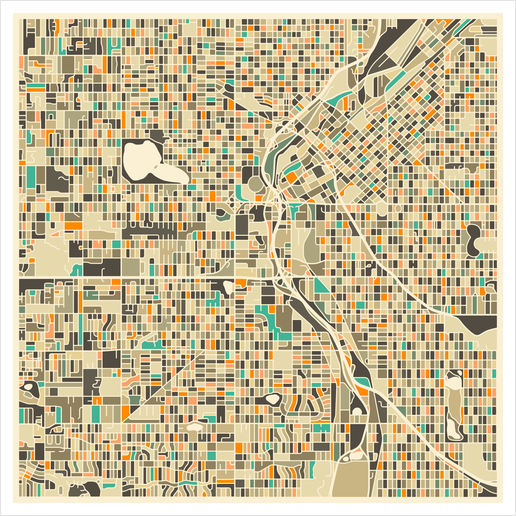 DENVER MAP 1 Art Print by Jazzberry Blue