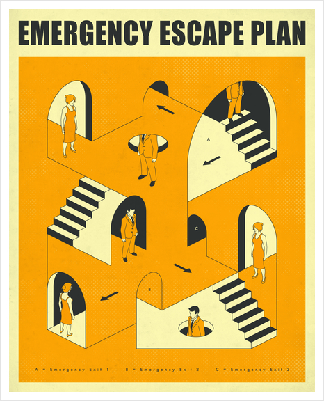 EMERGENCY ESCAPE PLAN 2 Art Print by Jazzberry Blue