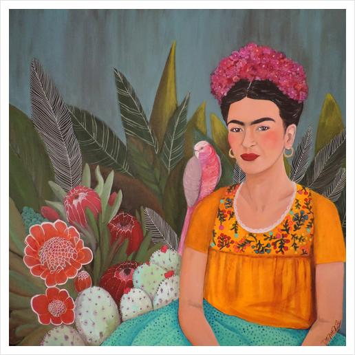 Frida A La Caza Azul Art Print by Sylvie Demers