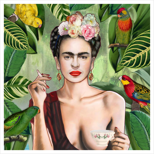 Frida con amigos Art Print by Nettsch