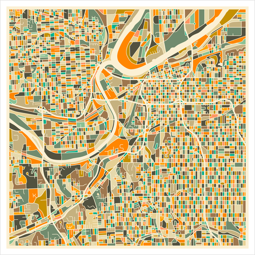 KANSAS MAP 1 Art Print by Jazzberry Blue