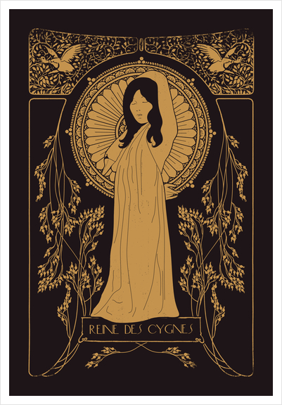 Reine des Cygnes (golden) Art Print by Florent Bodart - Speakerine