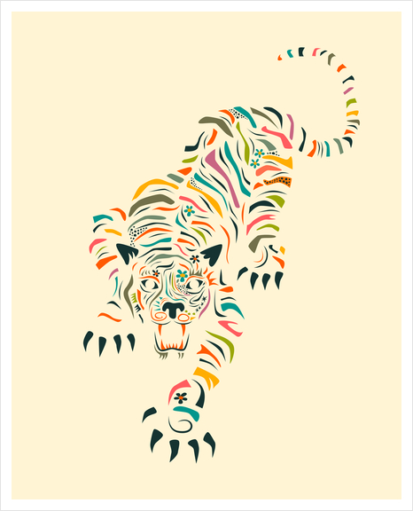 TIGER - BEIGE Art Print by Jazzberry Blue