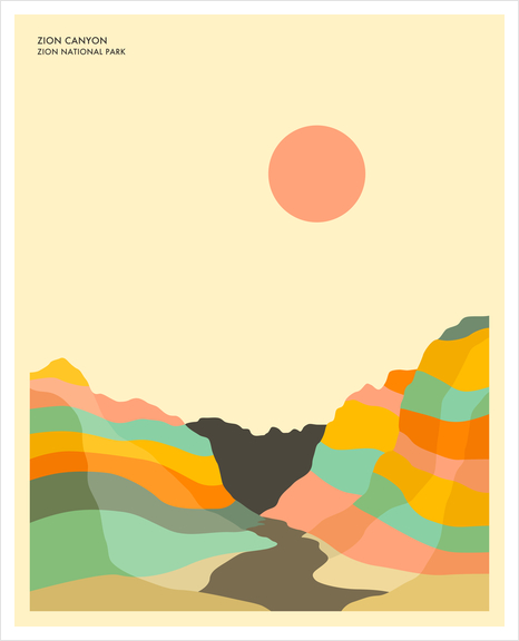 ZION NATIONAL PARK - ZION CANYON Art Print by Jazzberry Blue