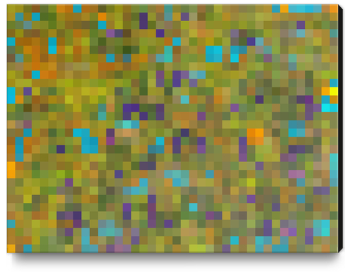 geometric square pixel pattern abstract in green yellow blue purple Canvas Print by Timmy333