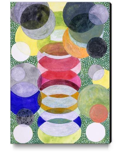 Overlapping Ovals and Circles on Green Dotted Ground Canvas Print by Heidi Capitaine