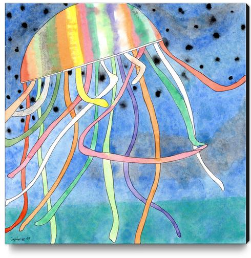 Rainbow Colored Jelly Fish  Canvas Print by Heidi Capitaine