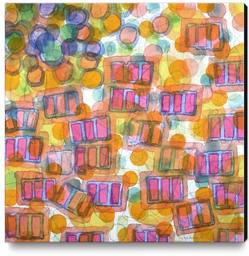 Happy Pattern with Pink Blocks Canvas Print by Heidi Capitaine