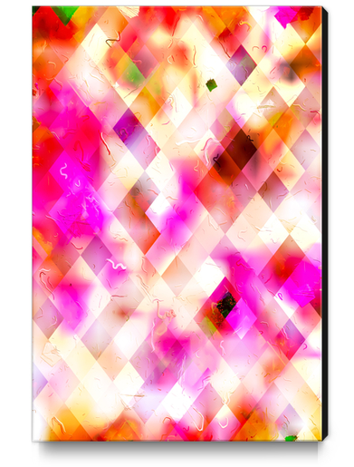 geometric square pixel pattern abstract art background in pink Canvas Print by Timmy333