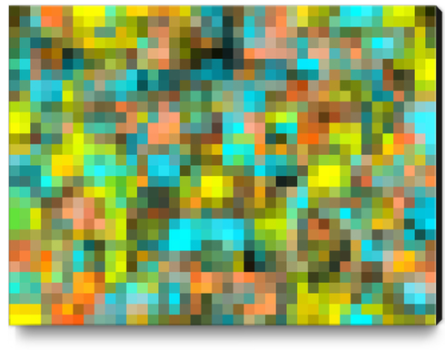 geometric square pixel pattern abstract background in blue yellow pink Canvas Print by Timmy333