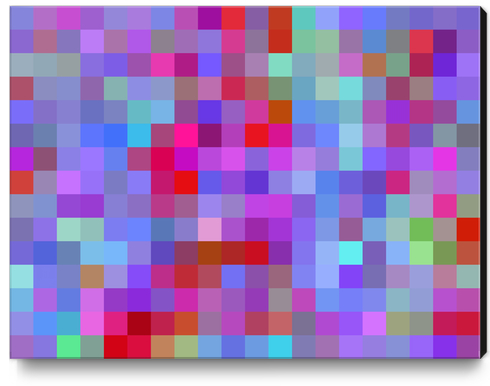 geometric square pixel pattern abstract background in blue purple pink red Canvas Print by Timmy333