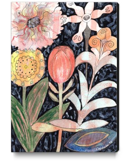 Mixed Flowers with Tulip on Black  Canvas Print by Heidi Capitaine