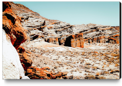 desert with blue sky at Red Rock Canyon state park, California, USA Canvas Print by Timmy333