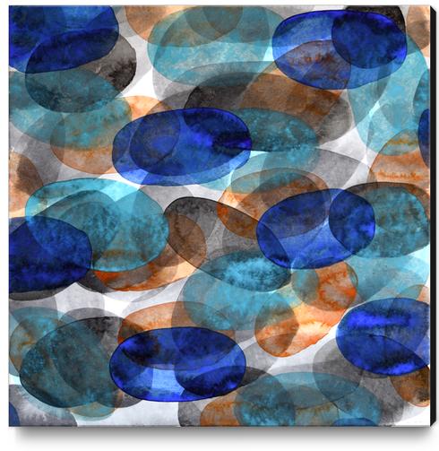 Blue Gray Orange Ovals Canvas Print by Heidi Capitaine