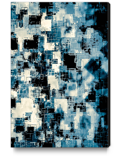 geometric square line pattern abstract background in blue and black Canvas Print by Timmy333