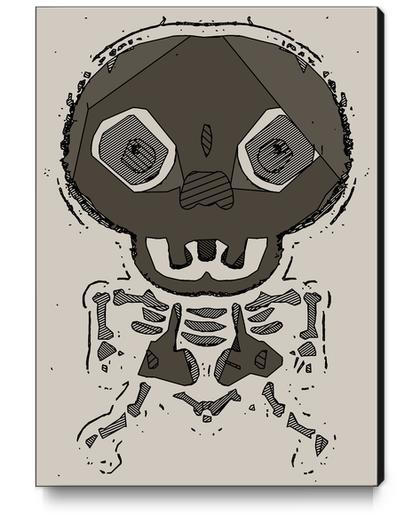 skull head and bone graffiti drawing with brown background Canvas Print by Timmy333