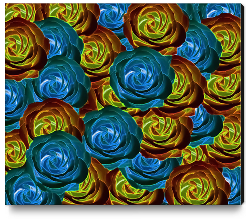 closeup rose pattern texture abstract in blue red and yellow Canvas Print by Timmy333