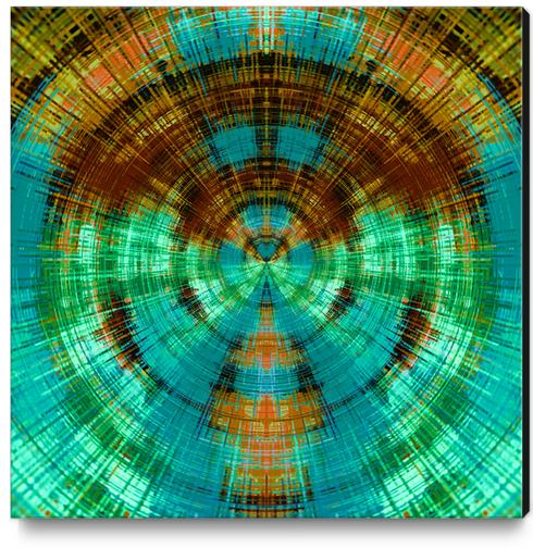green brown orange and blue circle plaid pattern background Canvas Print by Timmy333