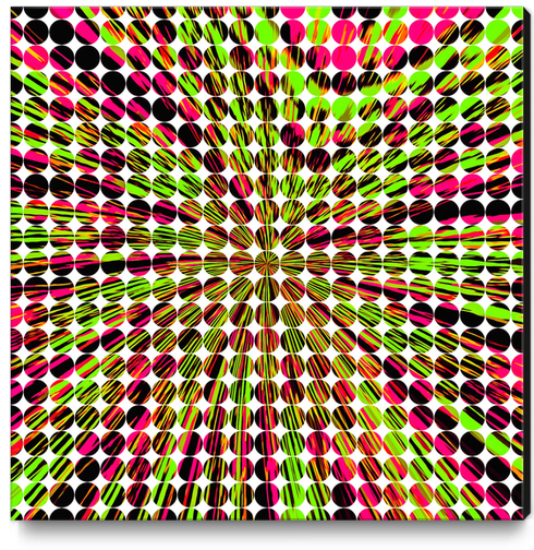 geometric circle abstract pattern in green and pink Canvas Print by Timmy333