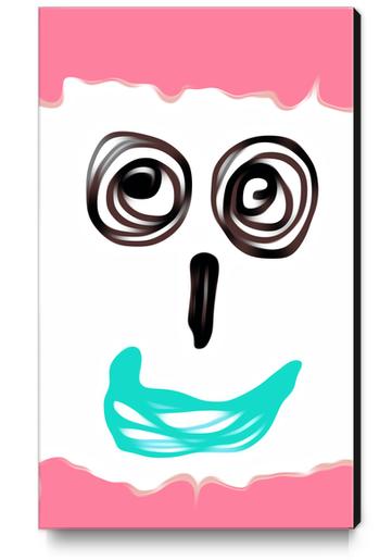 funny face with pink background and blue lip Canvas Print by Timmy333