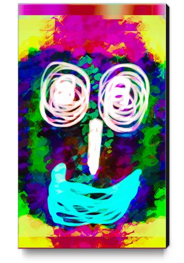 funny face with blue lip and pink green blue kisses abstract background Canvas Print by Timmy333