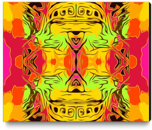 skull head with yellow green red and orange background Canvas Print by Timmy333