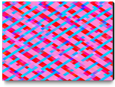 geometric pixel square pattern abstract background in pink blue red Canvas Print by Timmy333