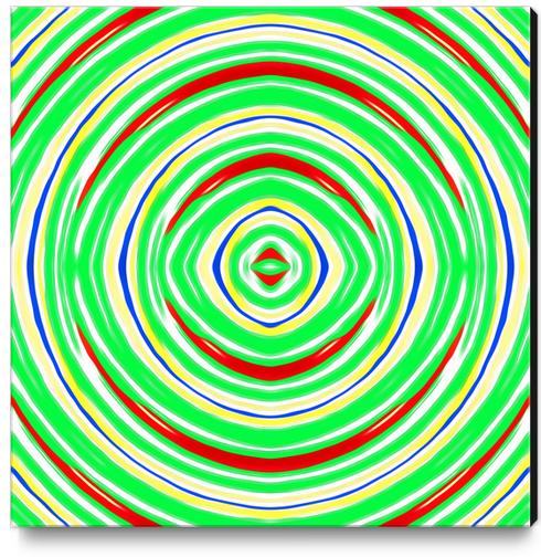 green red yellow and blue circle line drawing abstract background Canvas Print by Timmy333