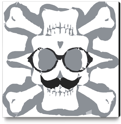 old funny skull art portrait in black and white Canvas Print by Timmy333