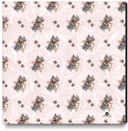 Pattern dog & triangles Canvas Print by mmartabc