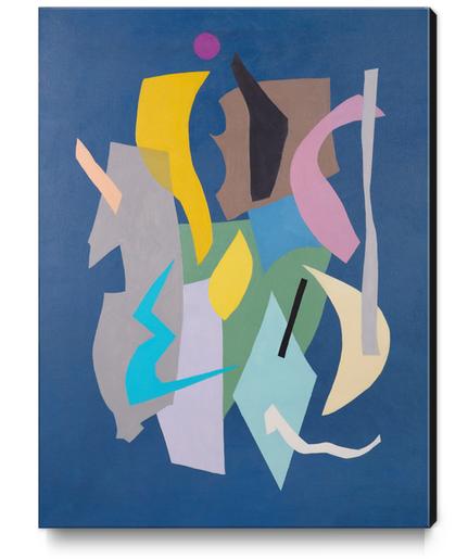 Dark blue composition with purple spot Canvas Print by Sana Kulic