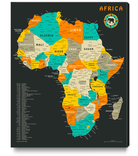 AFRICA MAP Canvas Print by Jazzberry Blue