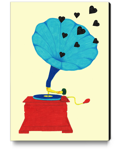 Gramophone Love Canvas Print by natalie foss