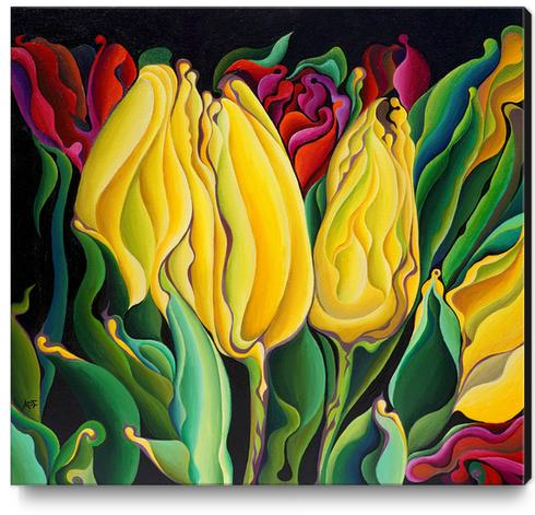 Happy-Time Yellow Three-Lips Canvas Print by Amy Ferrari Art