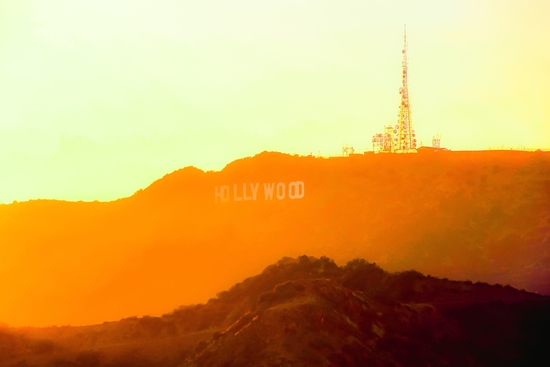 sunset sky in summer at Hollywood Sign, Los Angeles, California, USA by Timmy333