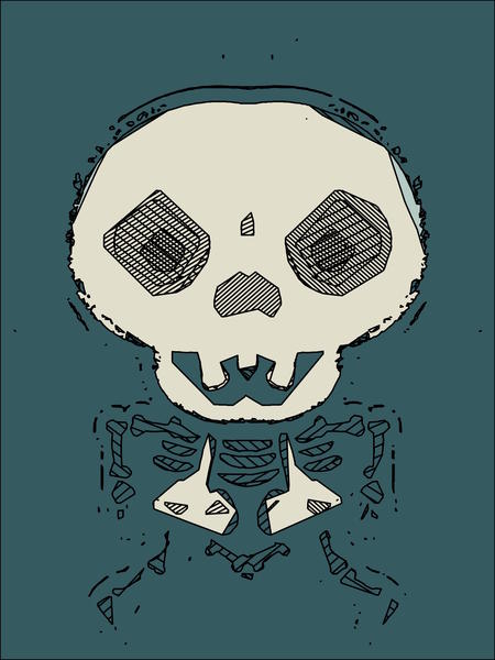 skull and bone graffiti drawing with green background by Timmy333