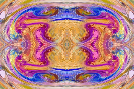 psychedelic geometric symmetry abstract pattern in pink yellow blue by Timmy333