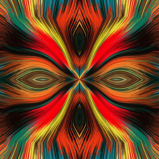red yellow brown orange blue and green hairy face by Timmy333