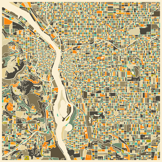 PORTLAND MAP 1 by Jazzberry Blue