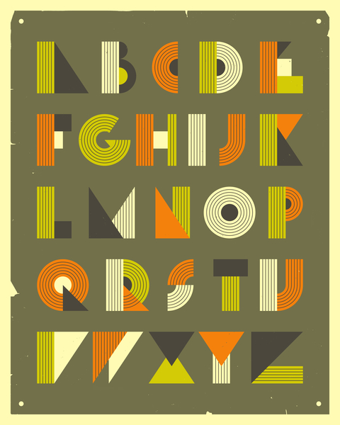 RETRO ALPHABET - GREEN by Jazzberry Blue